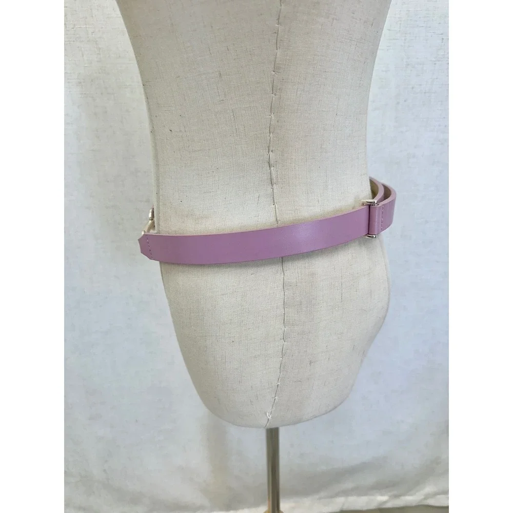 Lauren Ralph Lauren Italian Leather Purple Metal Bar Belt Adjustable L/XL Preppy